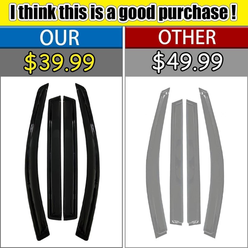 LETINGFAR Tape-on Rain Guards for 2013-2016 Nissan Pathfinder, for 2013-2016 Nissan Pathfinder Accessories，Side Vent Visors Shades Window Deflectors for Nissan Pathfinder - Image 2